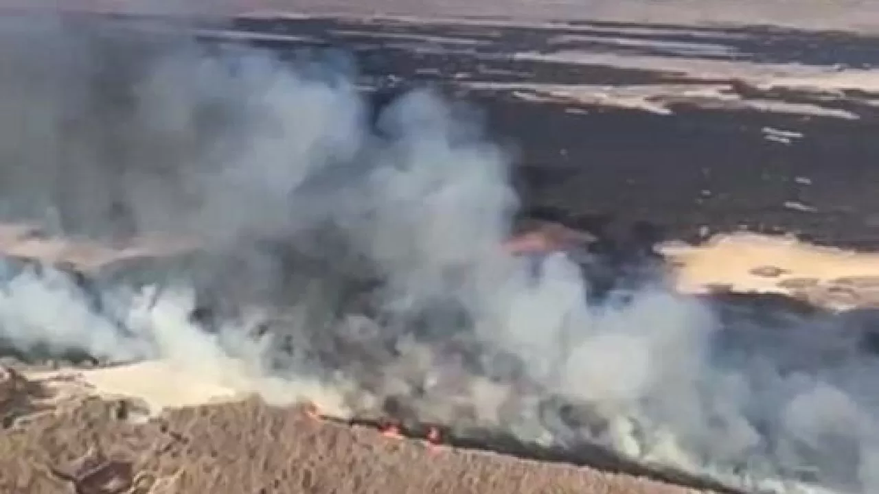 Пожар в Атырауской области: горит степь на площади 200 гектаров
