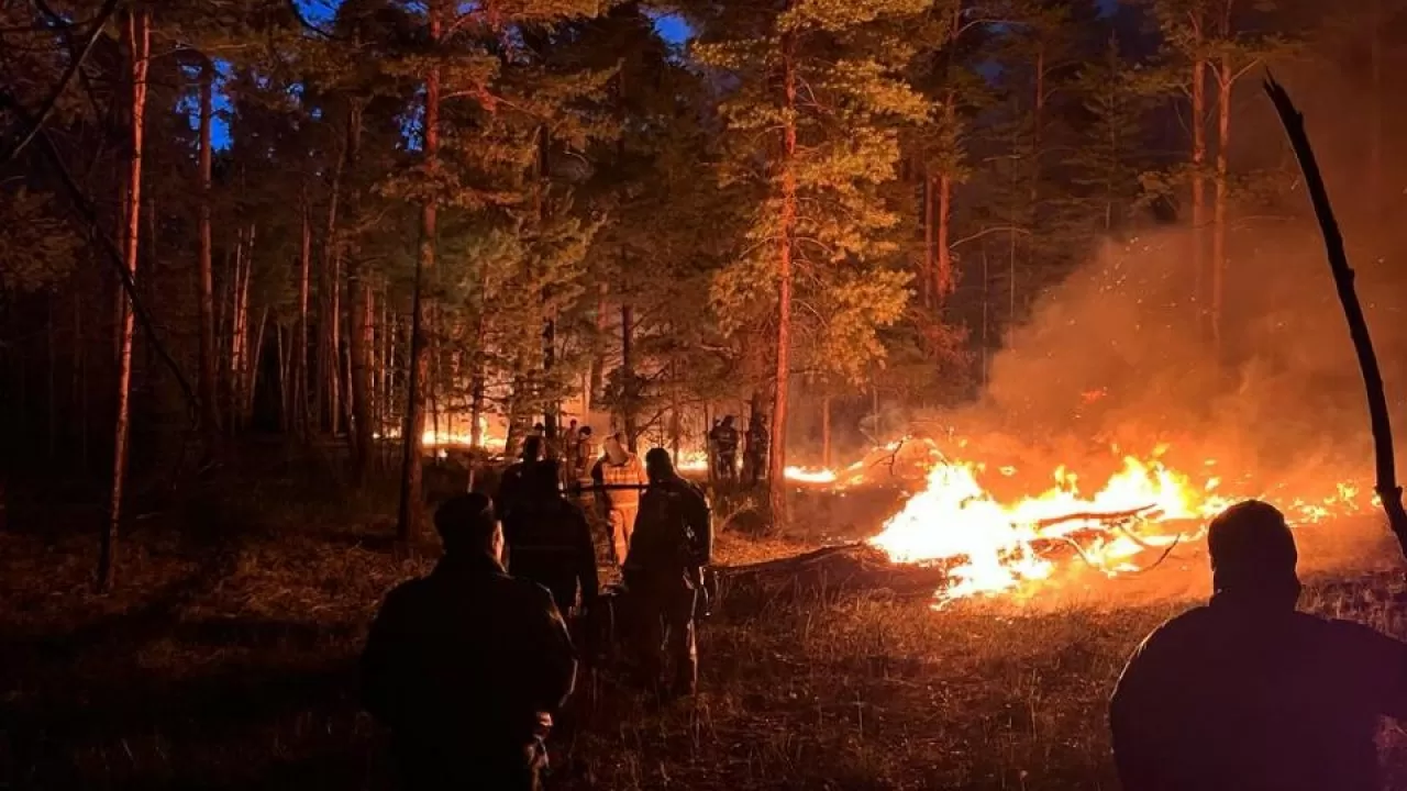 Для тушения пожара в Абайской области привлекли вертолет и поезд