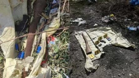 Ружье, пистолет и патроны обнаружила полиция среди мусора в Таразе 