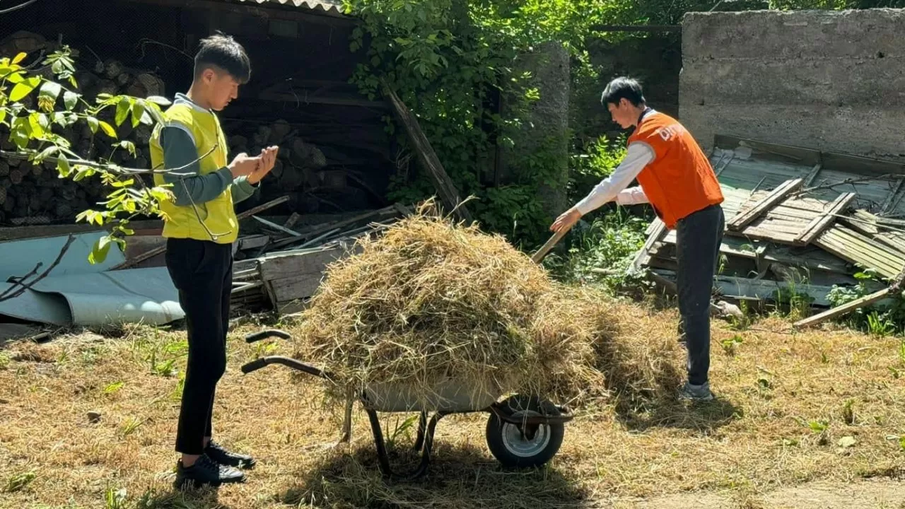 Түркістан облысында жастар мен еріктілер қариялардың үй аулаларына сенбіліктер өткізді