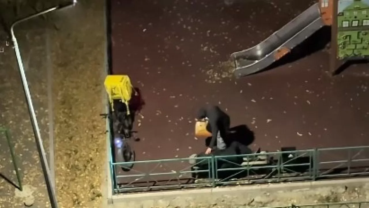 Ойын алаңында ұйықтап қалған курьер туралы видео қазақстандықтарды сүйсіндірді