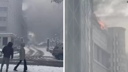 Алматыда бос тұрған төрт қабатты ғимарат өртенді