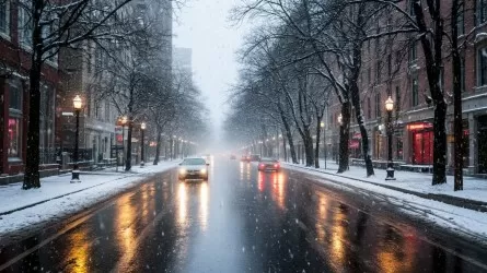 Теплый циклон принесет снег, дождь и гололед в регионы Казахстана