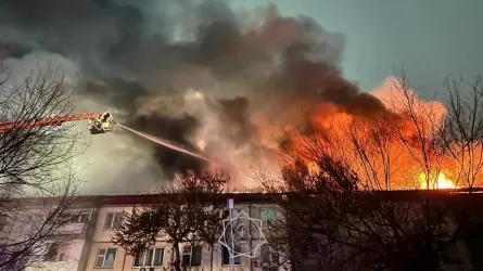 В пятиэтажке Тараза загорелась крыша