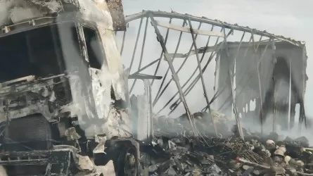 Алматыдан Уфа қаласына бара жатқан жүк көлігі өртенді