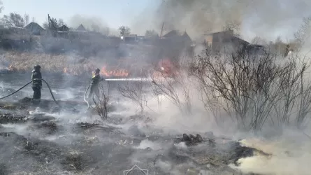 Пожар подобрался к дачным домам в Семее