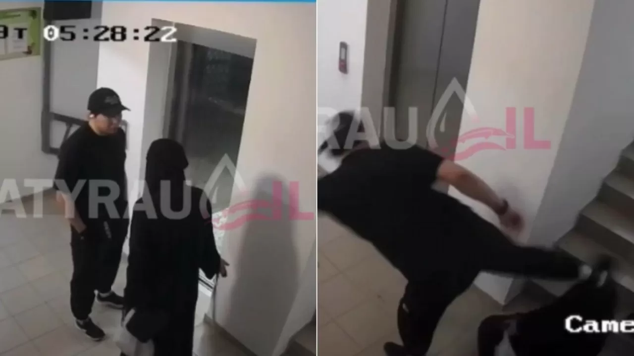 Атырауда ер адам никаб киген әйелді соққыға жығып, тепкілеген