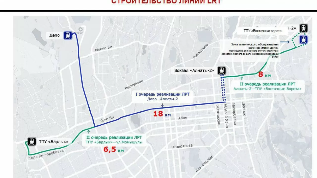 Алматы әкімдігі болашақта салынатын LRT жолын көрсетті