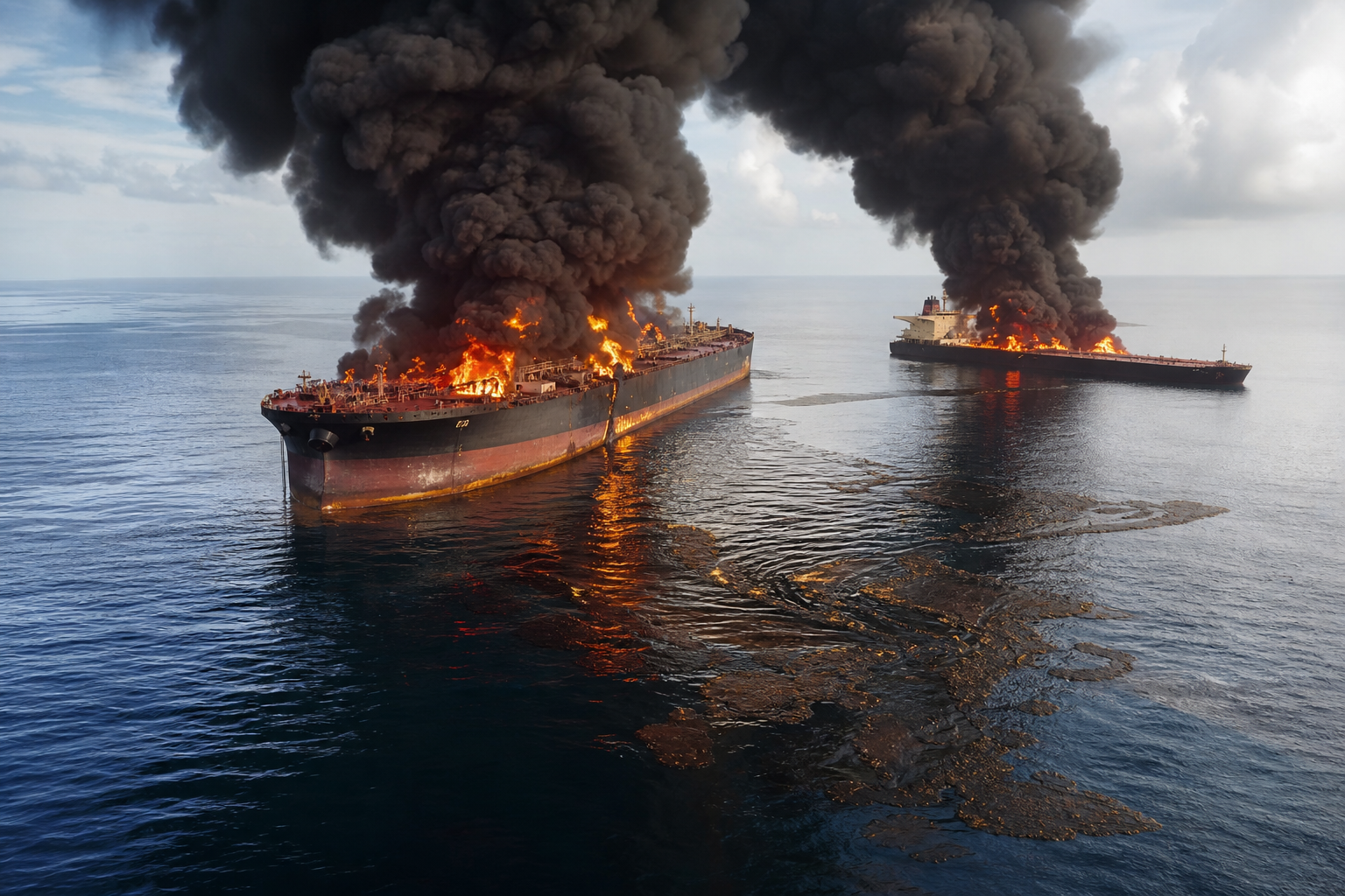 Опасность разлива нефти может возникнуть после атаки судов в Черном море 