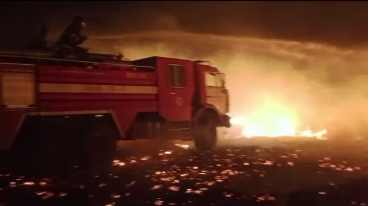 Абай облысында құрғақ шөп пен қамыс өртеніп жатыр
