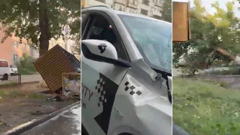 Қарағандыда дауыл 23 ағашты құлатып, көліктерді бүлдірді