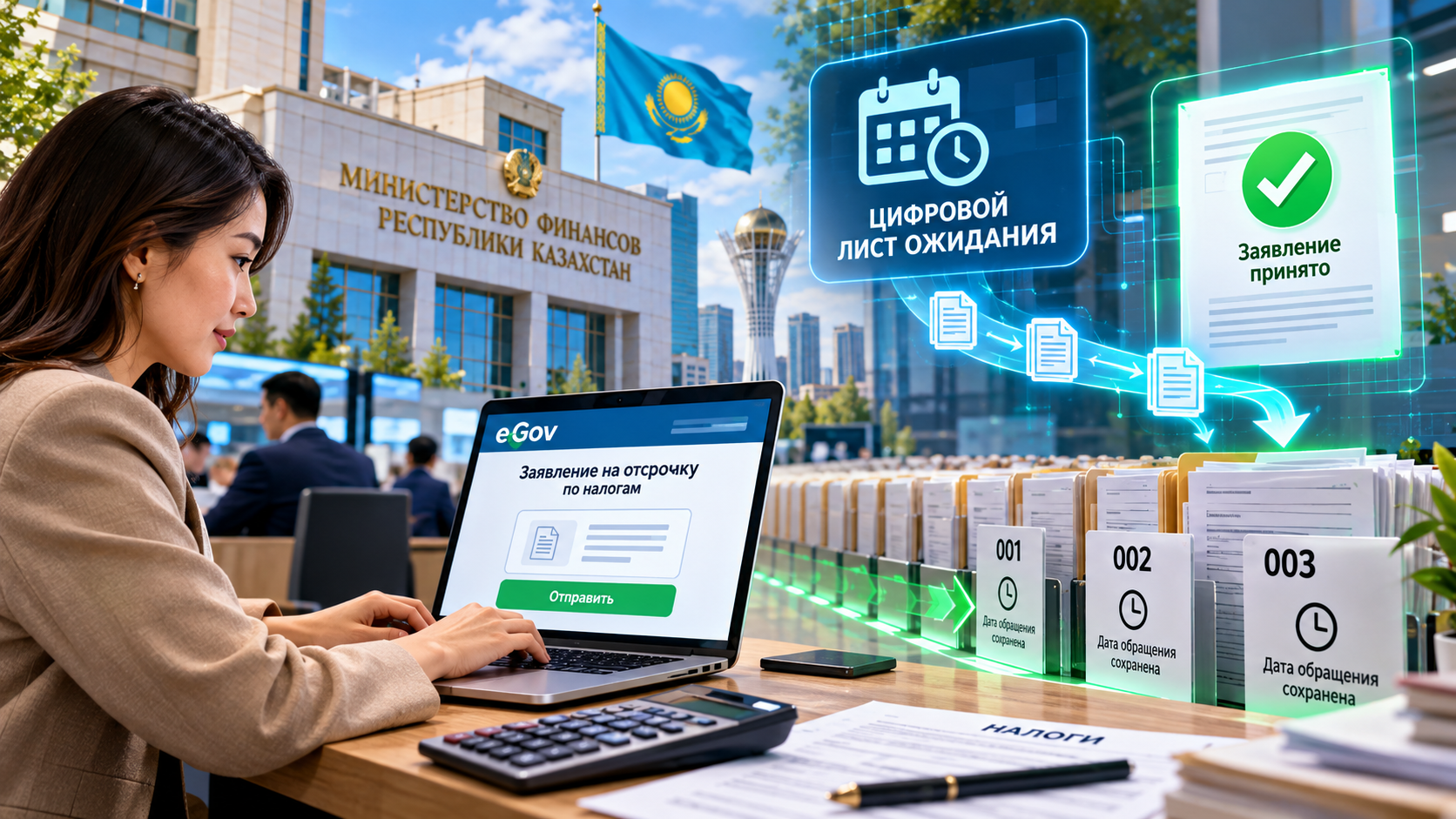 Минфин РК ввел цифровой лист ожидания для заявлений на отсрочку по налогам 