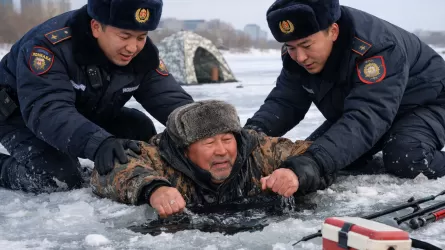 В Астане полицейские спасли застрявшего во льду рыбака 