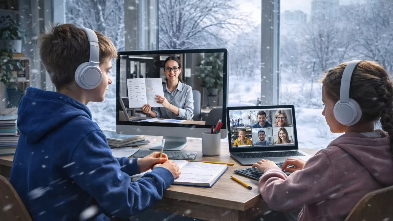 Из-за жуткого гололеда все школьники целого города будут учиться из дома 