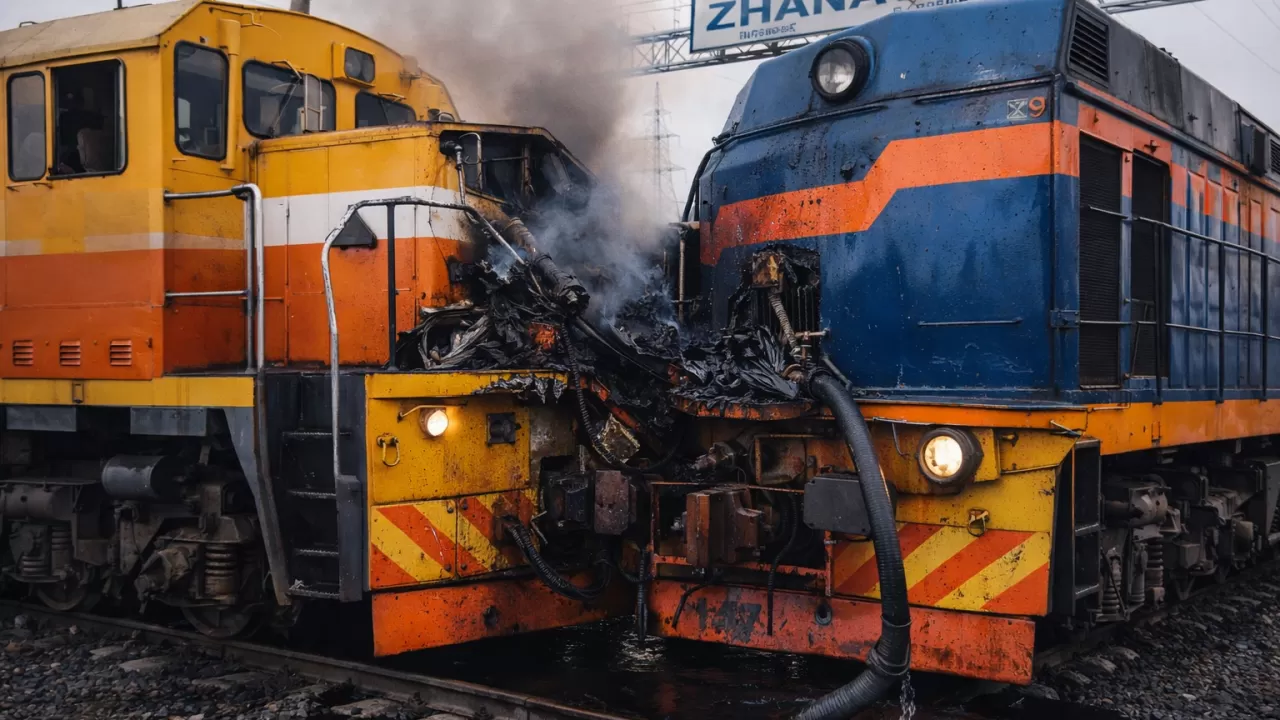 На станции Жанатас маневровый тепловоз врезался в локомотив при подаче мазута