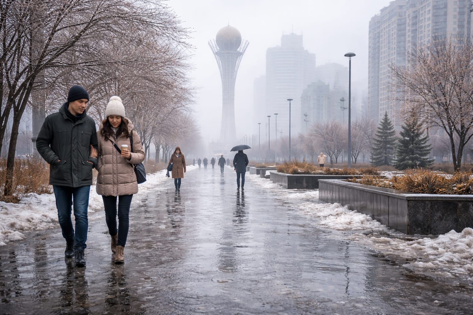 Казахстан накроют туман, дождь и гололед, в горах сохраняется угроза лавин
