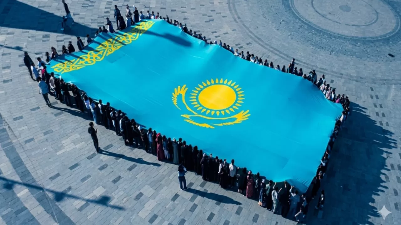 В Астане развернули гигантский флаг Казахстана 