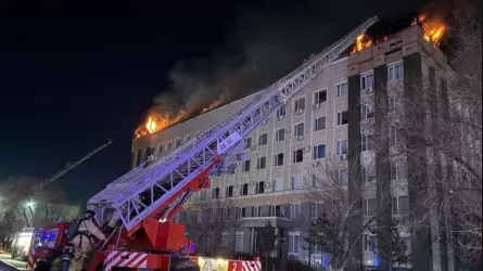 Спасатели вынесли государственный флаг Казахстана из огня  