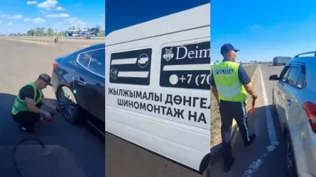 Почему полиция устроила бесплатный шиномонтаж для водителей в Карагандинской области