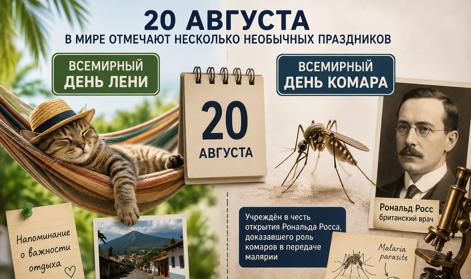 От Всемирного дня лени до Дня комара: что отмечают 20 августа 