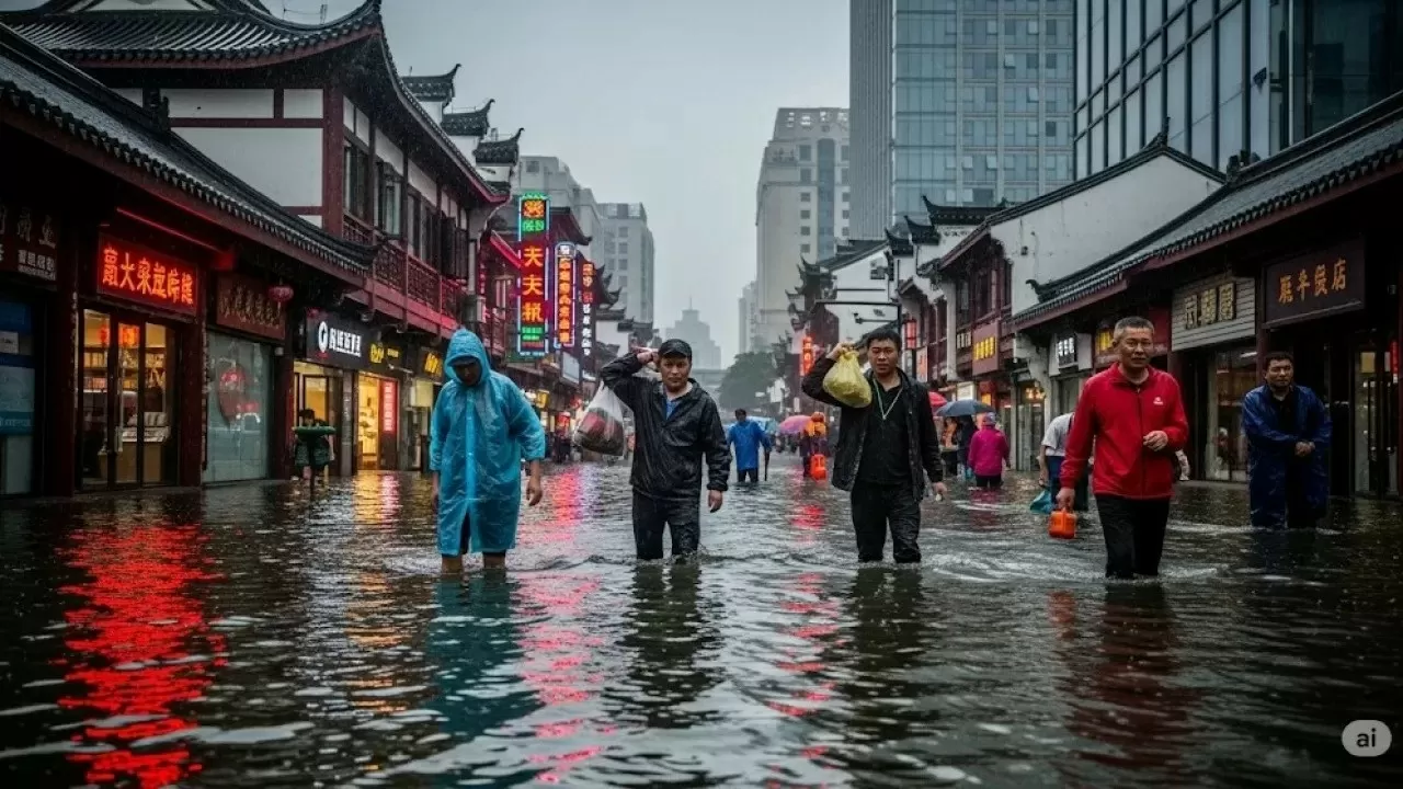 Десятки тысяч человек эвакуировали из-за ливней в Китае 