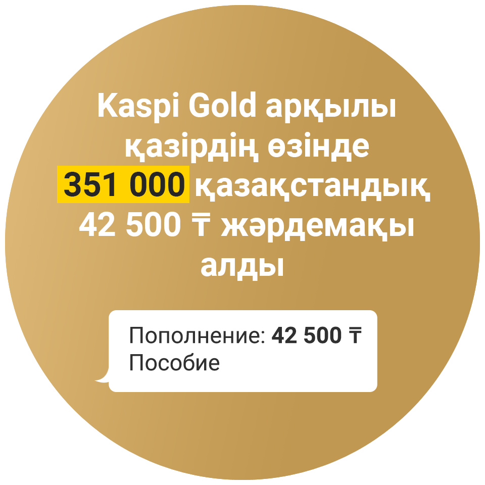 Kaspi Gold арқылы 351 мың қазақстандық 42 500 теңге жәрдемақы алды 