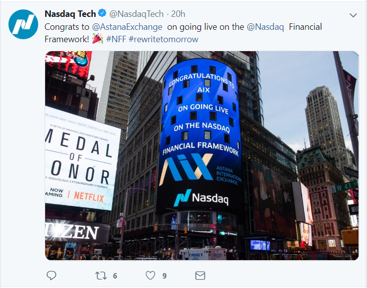Nasdaq необычно поздравила AIX с началом торгов 
