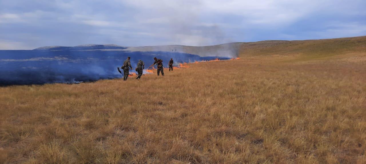 Өрт сөндірушілер Ұлытау ауданында тағы бір табиғи өртпен күресіп жатыр